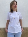 Camiseta blanca corazones en dorados