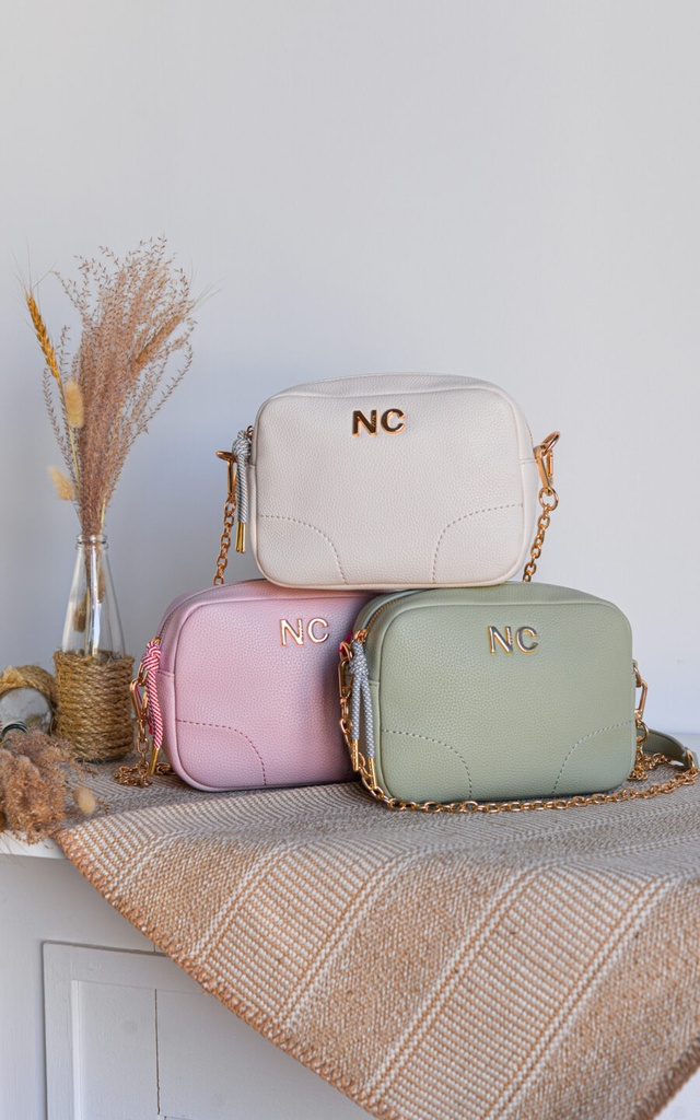 Bandolera piel vegana pompón