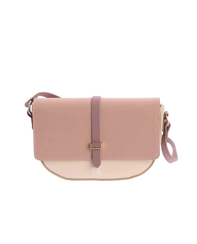 Bandolera de mujer Flora rosa con cremallera