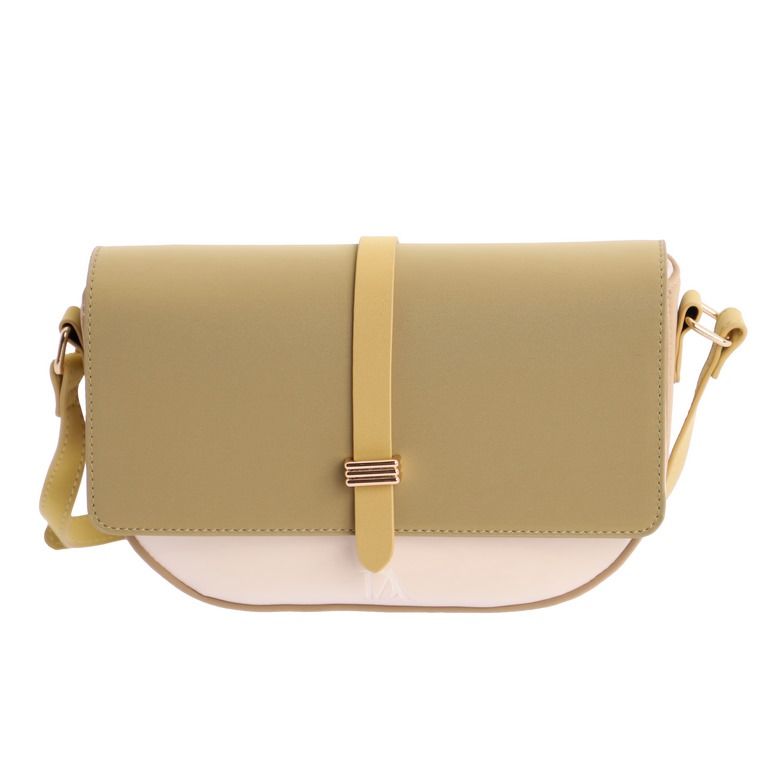 Bolso de hombro de don algodon combinado beige